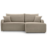 ECKSOFA Netarro, Dunkelbeige Chenille, rechtsseitig - Schwarz/Cappuccino, Kunststoff/Textil (147/198cm) - Selsey