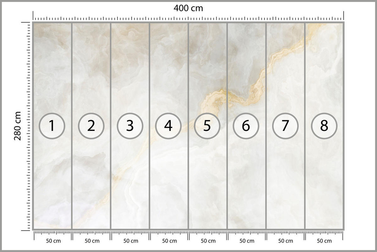 FOTOTAPETE für Wohnzimmer Zarter Marmor Goldakzente 400x280 - Beige/Goldfarben, Papier (400/280cm) - Muralo