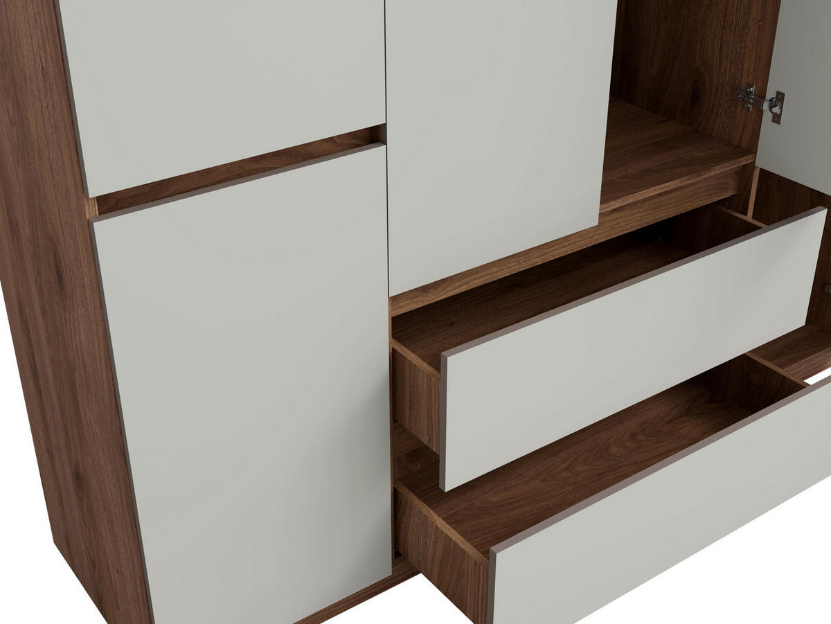 KLEIDERSCHRANK Walnuss, Neutralgrau 180/230,5/49,8 - Walnussfarben/Grau, Holzwerkstoff (180/231/50cm) - RAUMHIRSCH FURNITURE