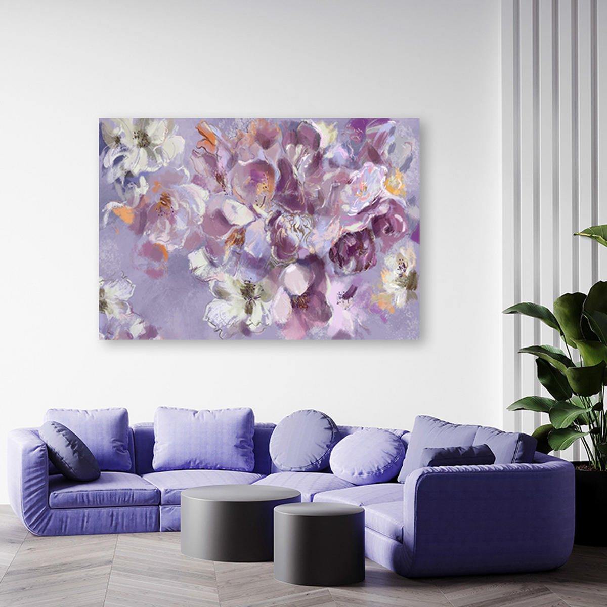 WANDBILD iris blume - Lila, Textil (60/40cm) - Feeby