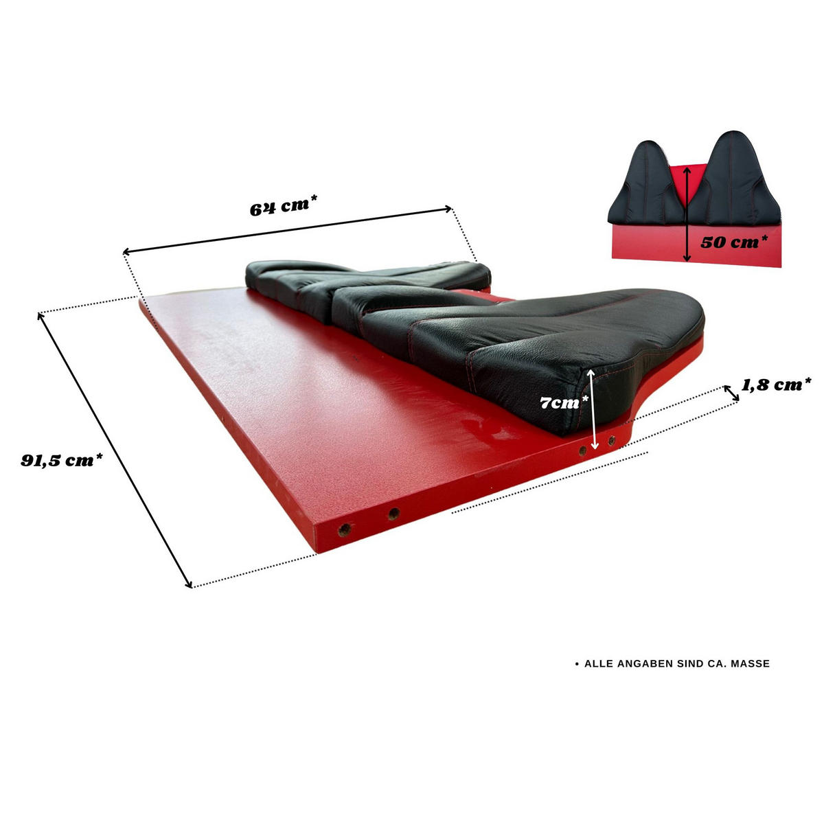 AUTOBETT Sportsitze Rückenlehne für Rio Schwarz Rot - Rot/Schwarz, Holzwerkstoff (90/200cm) - Aileenstore