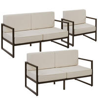GARTEN-LOUNGESET Comosa,höhenverstellbare Füße,braun/beige - Beige/Braun, Kunststoff - tectake