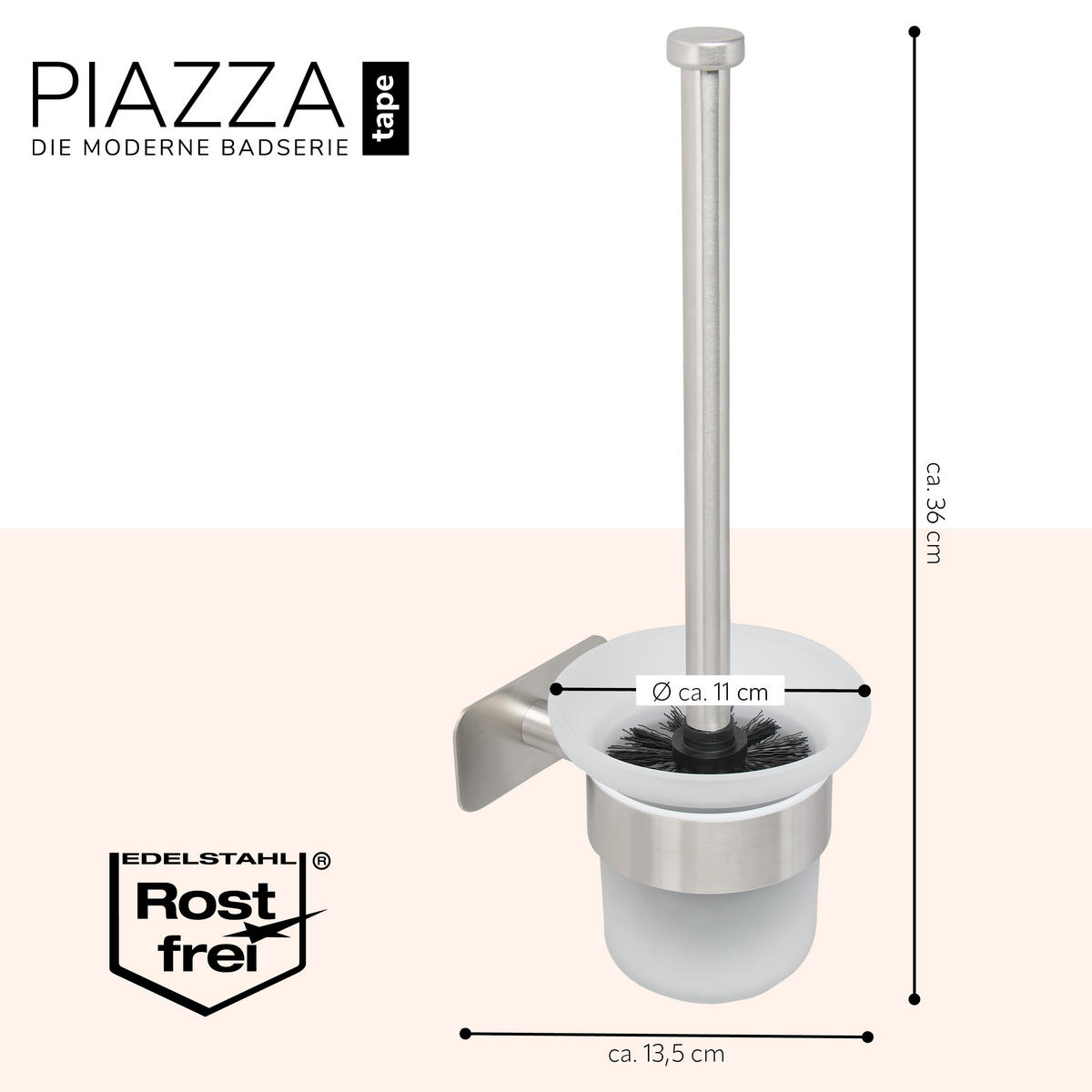 WC-GARNITUR PIAZZA TAPE, Edelstahl, matt - Edelstahlfarben, Metall (11/36/13.5cm) - bremermann