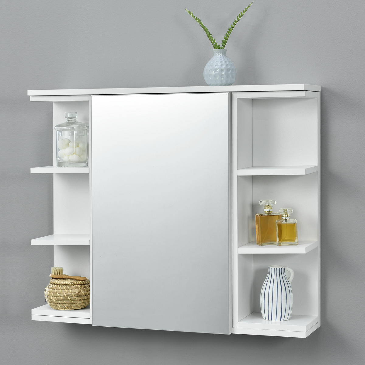 SPIEGELSCHRANK Harstad - Weiß, Holzwerkstoff (80/64/20cm) - [en.casa]