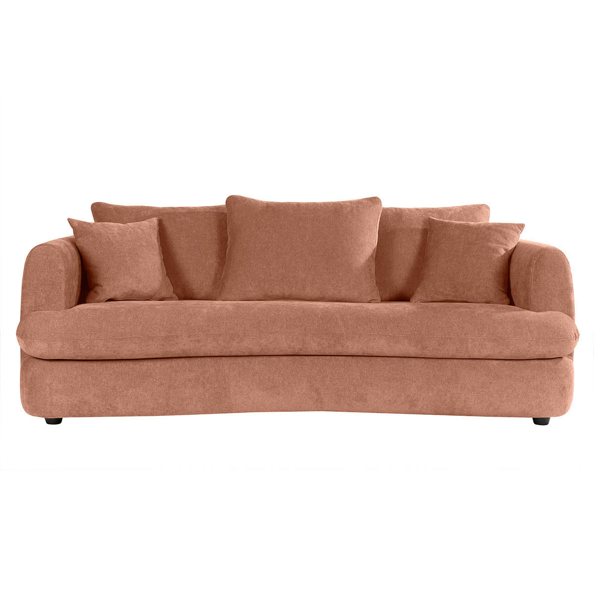 SCHLAFSOFA 3-4 Sitzer Terracottafarbener Stoff Samteffekt Abziehbarer Bezug SACHA - Terracotta, Textil (114/83/219cm) - Miliboo