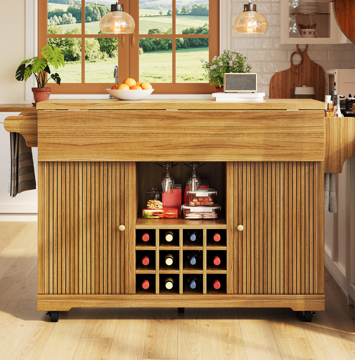 SERVIERWAGEN mit Stauraum und Ausziehfunktion 142,5 x 80 x 95 cm Dark Brown - Braun, Holz (80/95/142.5cm) - Beauniv