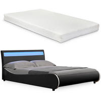 POLSTERBETT Valencia mit Matratze und LED-Beleuchtung - Schwarz, Textil (180/200cm) - Corium