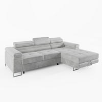 ECKSOFA VEMO MINI Rechts Hellgrau Velour-Stoff Kompakter Komfort für Wohnräume - Hellgrau, Textil (235/175cm) - Barchello