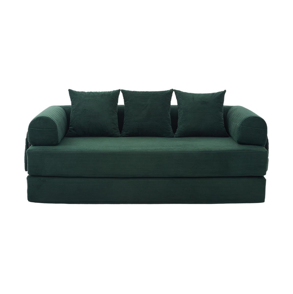 SOFA 200/94/67 cm aus Cord mit Metallgestell und 3 Kissen Emerald - Smaragdgrün, Textil (94/67/200cm) - Modenvie