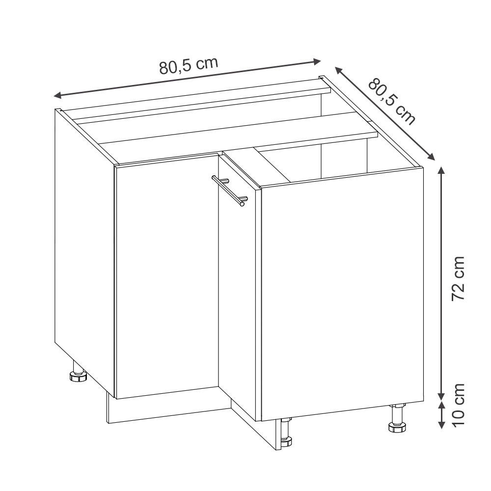 Thumbnail - Vicco Eckunterschrank, Hellblau, Weiß, Holzwerkstoff, 2 Fächer, Rechteckig, 80.5x82x51.6 cm, Küchen, Küchenmöbel, Küchen...