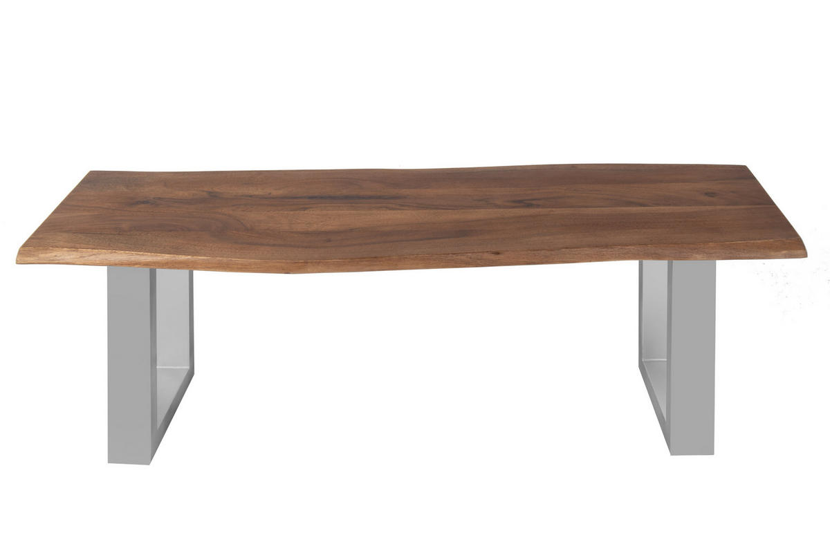 SITZBANK NOAH - Silberfarben/Braun, Holz/Metall (140/47/42cm) - SAM