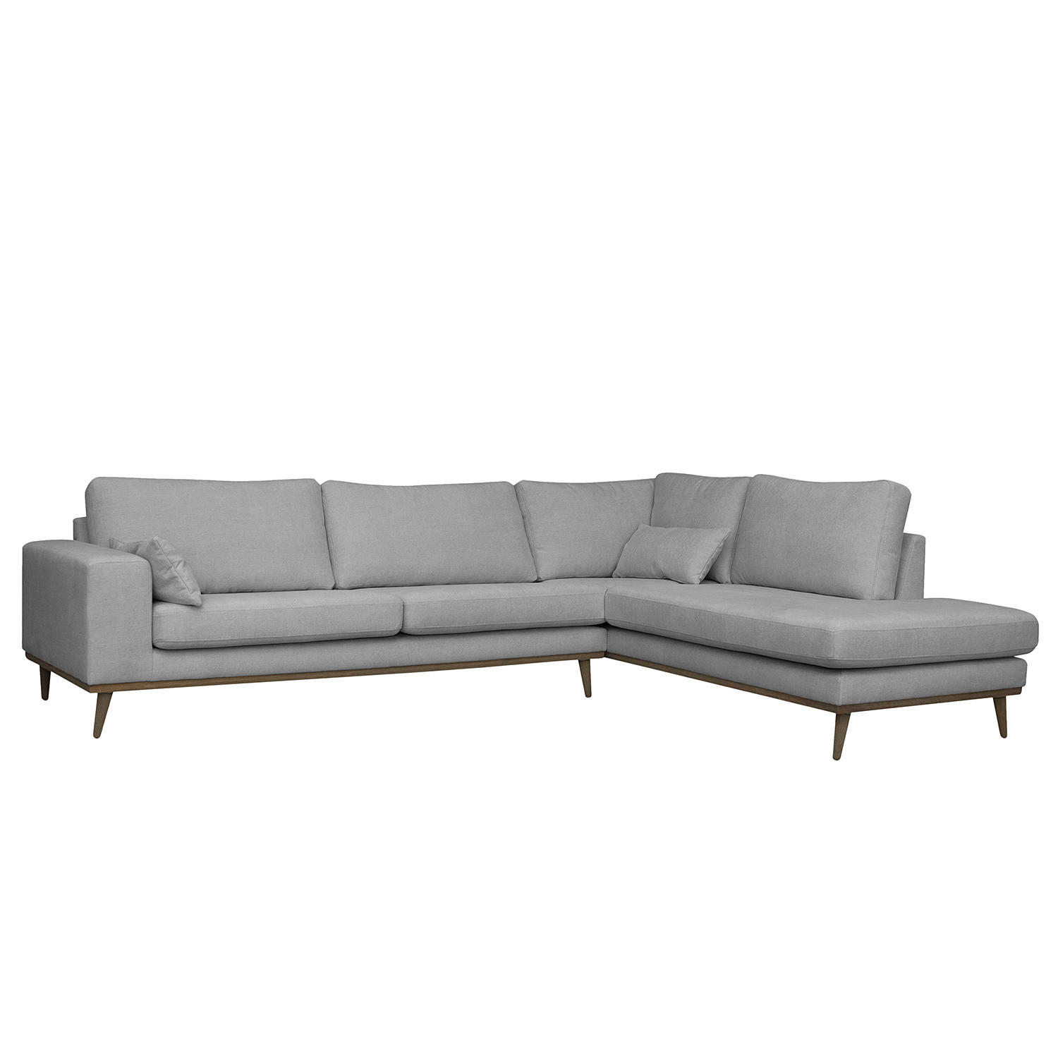 ECKSOFA mit Ottomane - Eichefarben/Grau, Textil (287/219cm) - home24