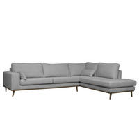 ECKSOFA mit Ottomane - Eichefarben/Grau, Textil (287/219cm) - home24