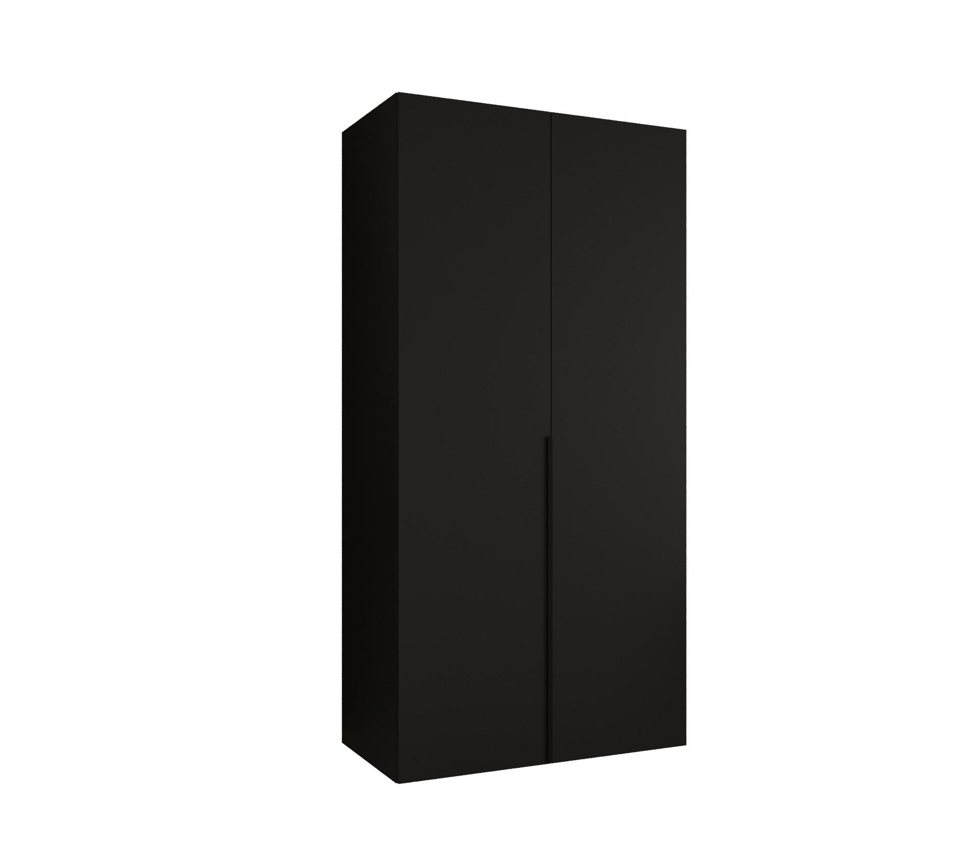 Abiks Möbel Drehtürenschrank Schwarz, Schwarz 100x202x52 cm