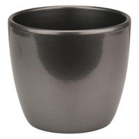 BLUMENTOPF Sylt Keramik Ø 13 cm Höhe 12 cm rund Dunkelsilber Metallic glänzend - Silberfarben, Keramik (13/12cm) - LENI