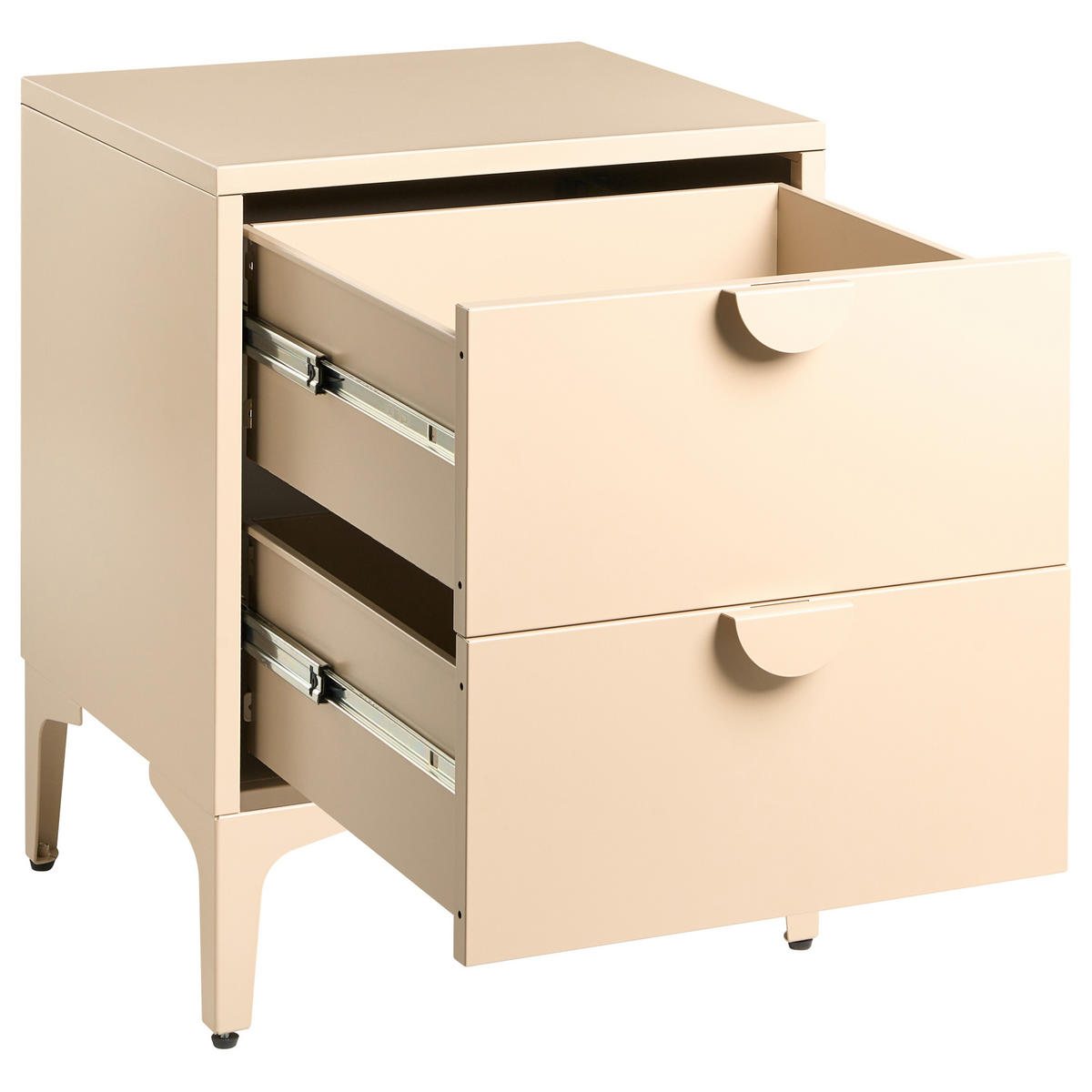 NACHTTISCH mit 2 Schubladen Metall Beige Ardura - Beige, Metall (45/60/40cm) - Beliani