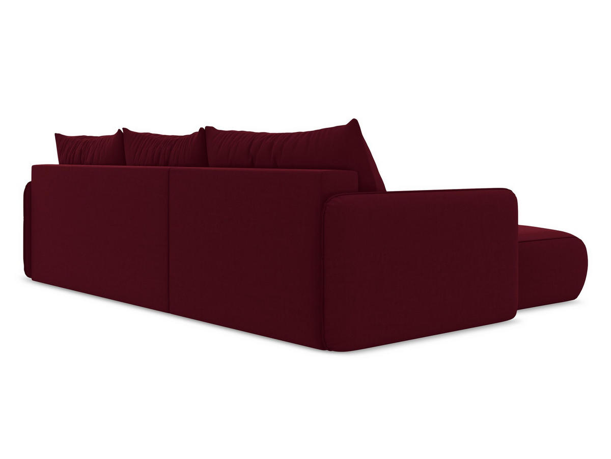 ECKSOFA mit Schlaffunktion Samt Stoff Rot - Bordeaux/Rot, Kunststoff/Textil (148/240cm) - Makamii