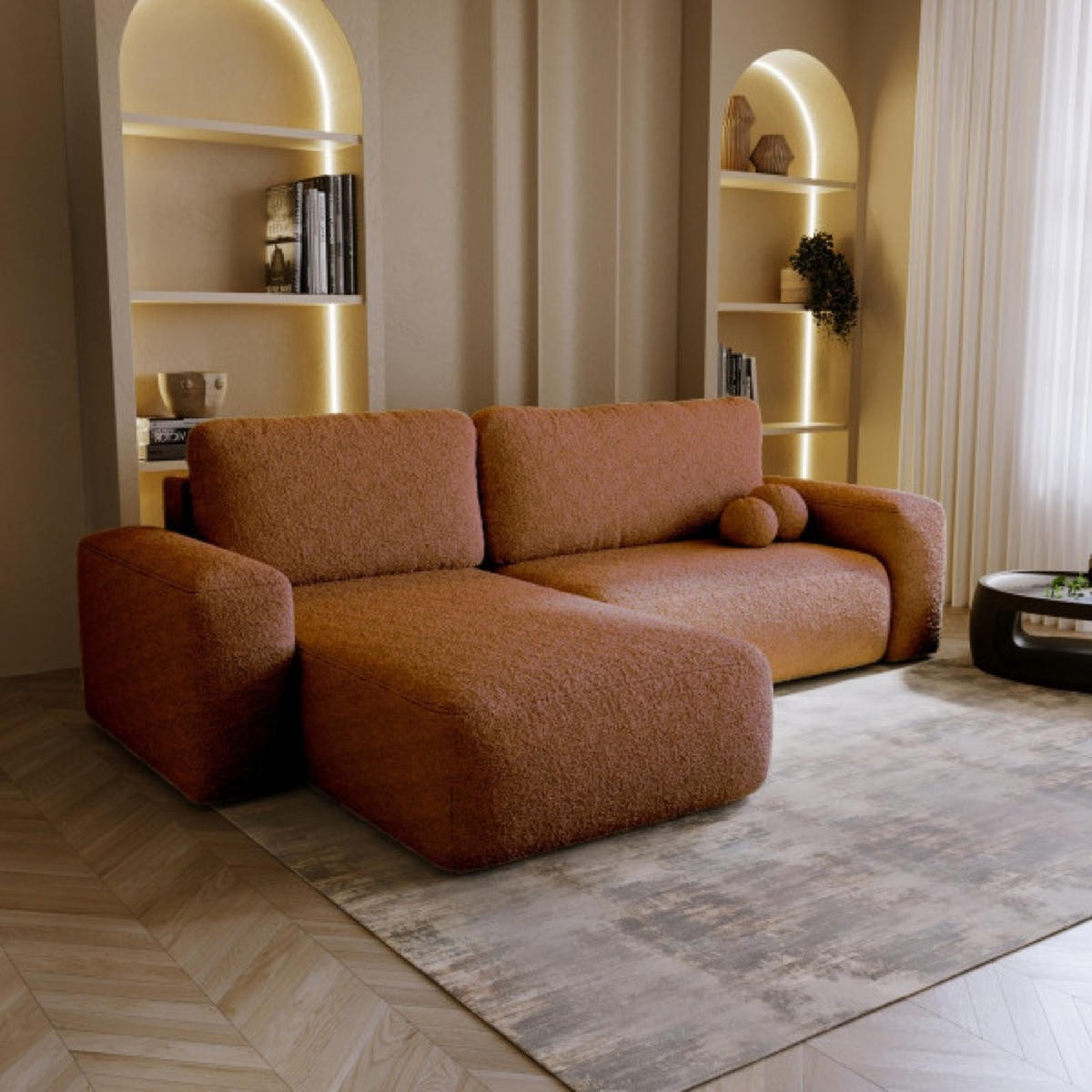 ECKSOFA Ziegelrot ILO Mit Schlaffunktion Und Bettkasten - Orange, Textil (282/177cm) - Sepro Meble