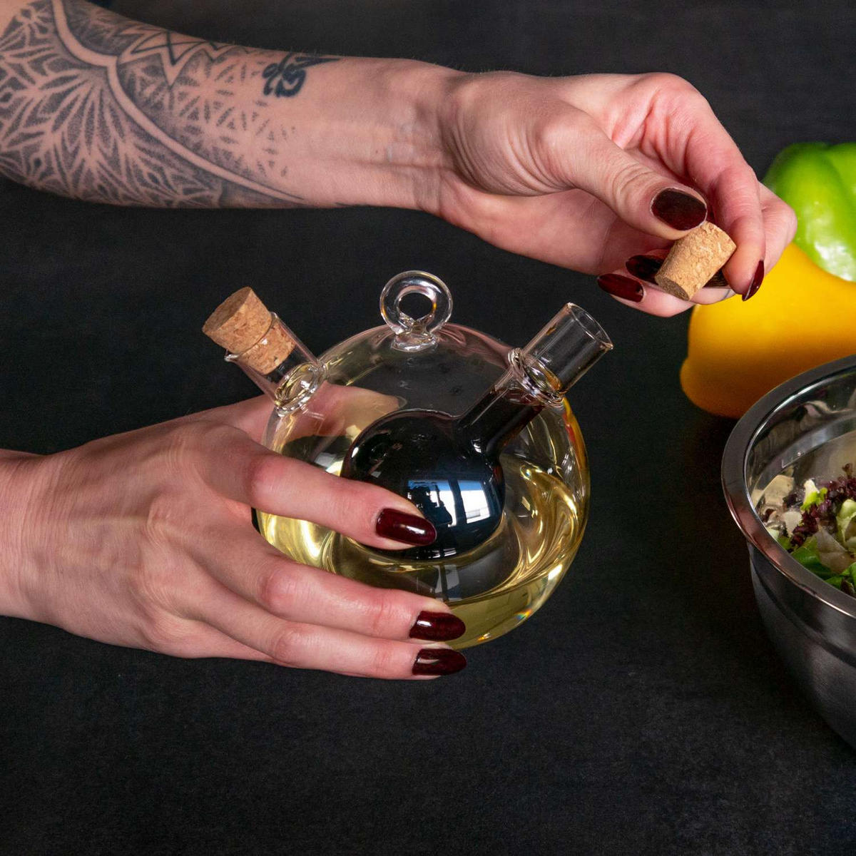 ESSIG- UND ÖLSPENDER 350ml/60ml - Transparent, Glas (10.5/11.5/13cm) - Intirilife