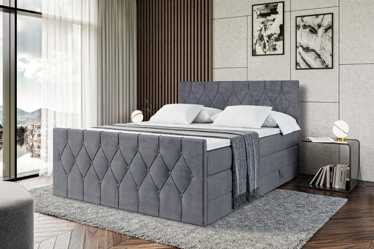 BOXSPRINGBETT VELANTO-Z KING - 120 x 200 - H3/H4 - Dunkelgrau - Dunkelgrau, Holzwerkstoff (120/200cm) - ALTDECOR