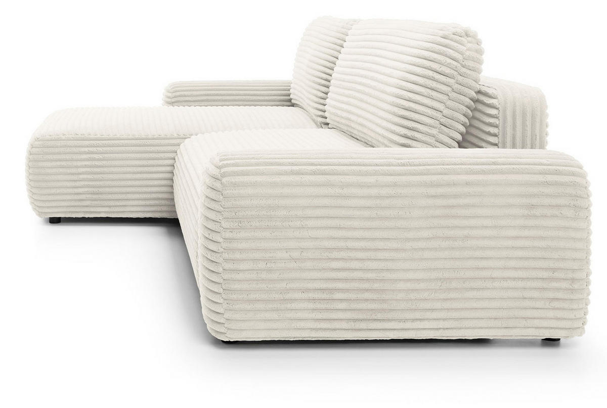 ECKSOFA 260 cm Cantara mit Cordstoff, Bettkasten, Links, Creme - Creme, Holz (264/162cm) - Emporius