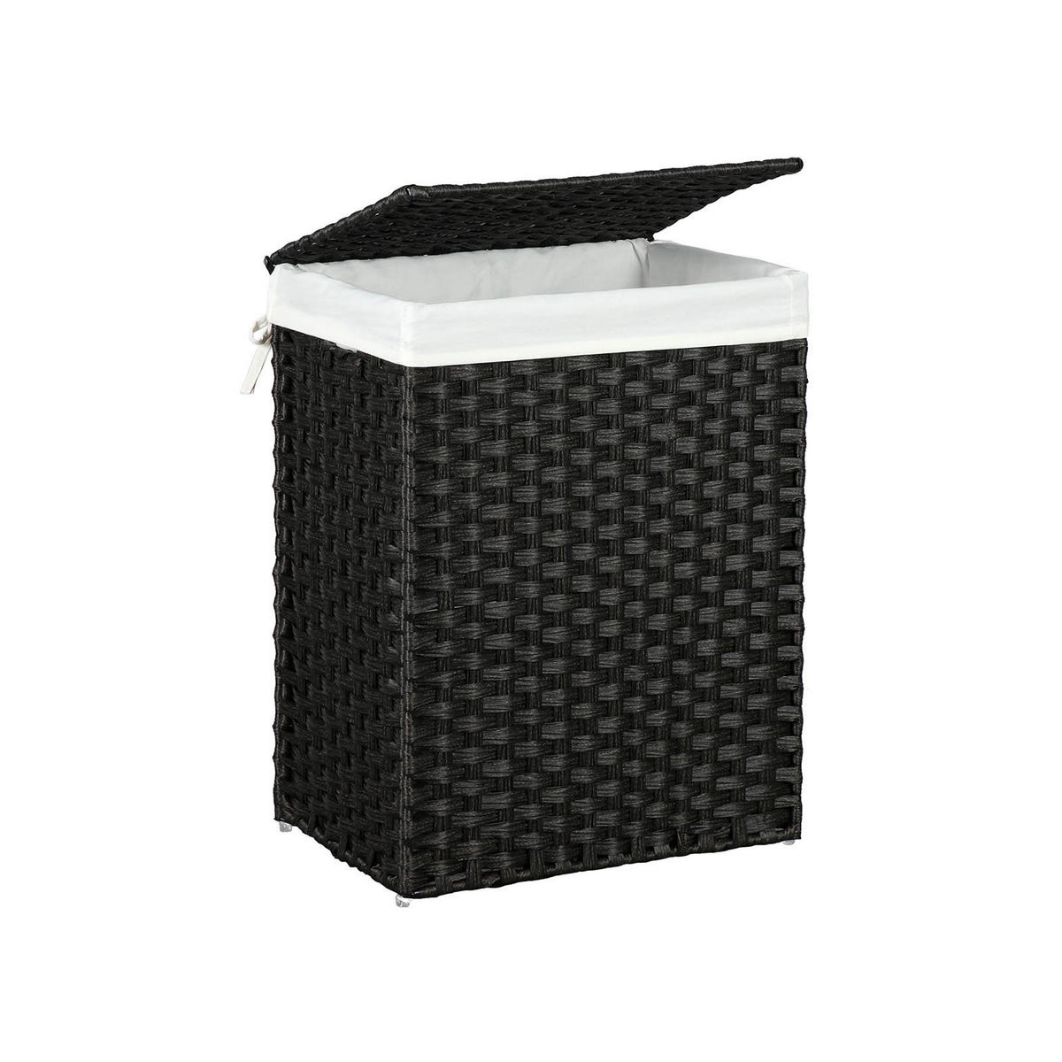 WÄSCHEKORB AUS POLYRATTAN - Schwarz, Kunststoff (33/60/46cm) - Hansiro