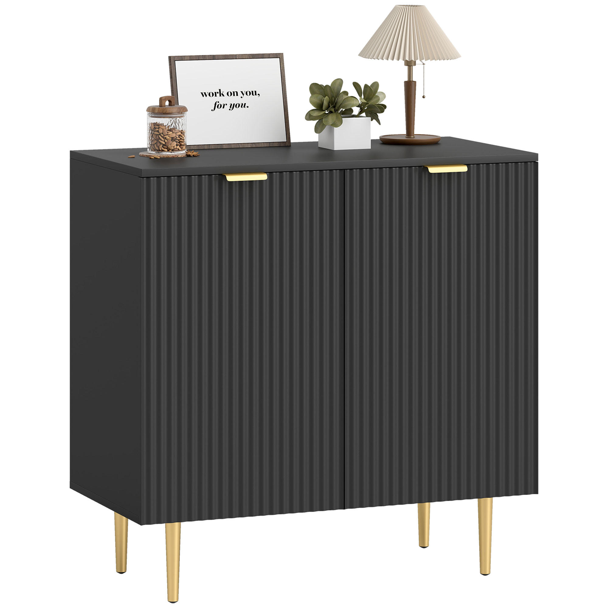 SIDEBOARD DE-11212 verstellbarer Boden Schwarz - Schwarz, Holzwerkstoff (80/80/40cm) - ComfortXL