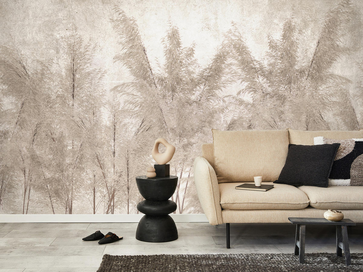 FOTOTAPETA Pre Spálňu Tráva Pampasová Vintage Béžová Boho 150 x 105 cm - hnedá/béžová, papier (150/105cm) - Muralo