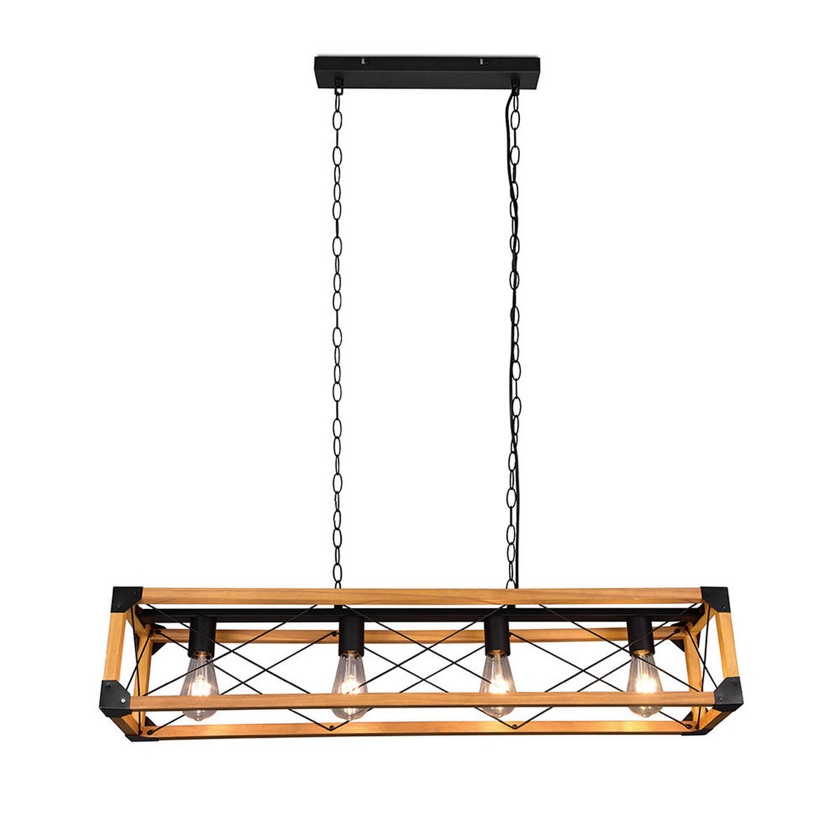 HÄNGELEUCHTE Holz Metall Schwarz Natur - Braun, Holz (100/20/150cm)