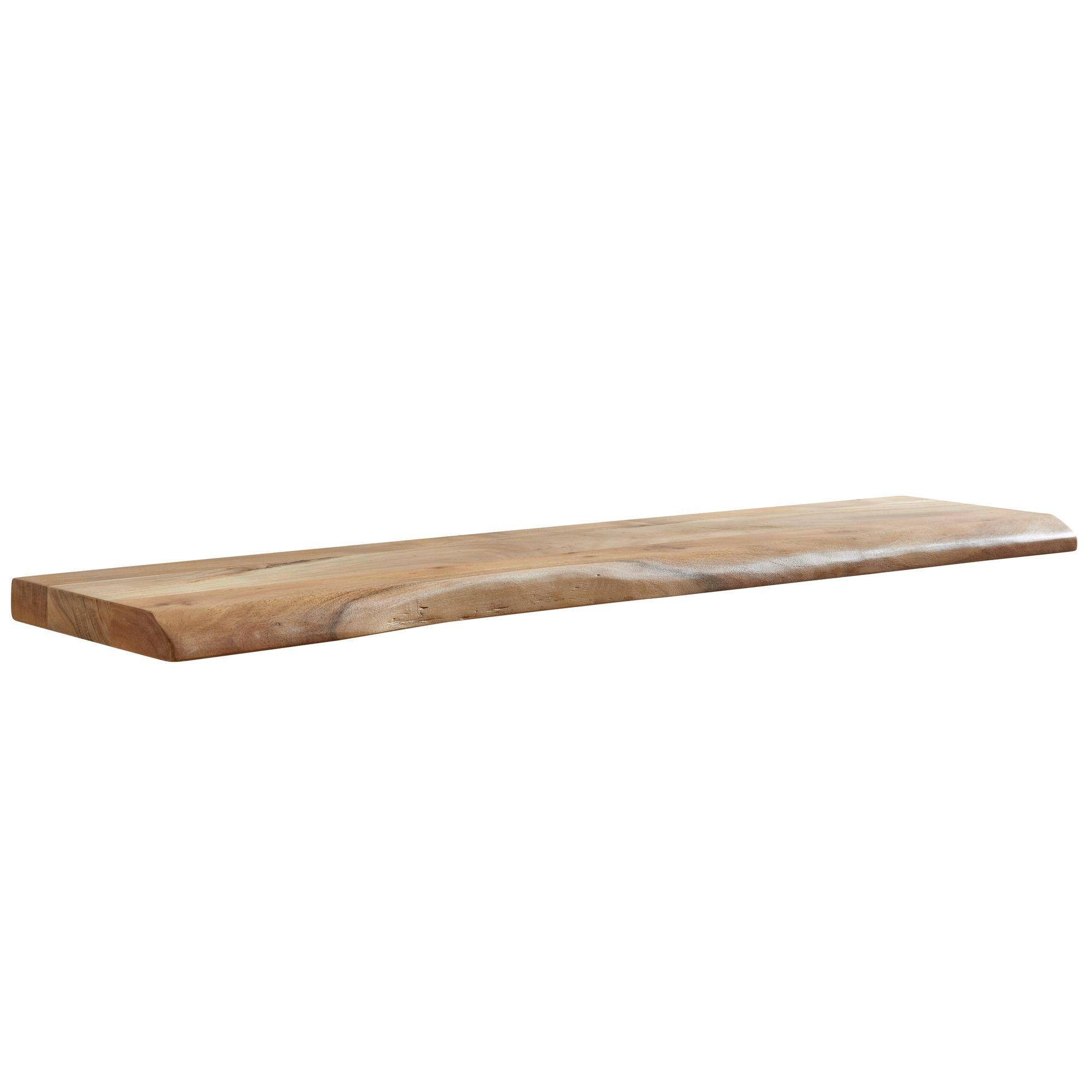 WANDREGAL Akazienholz Baumkante Rustikal, Beige 120x26x4 cm - Beige, Holz (120/4/26cm) - KADIMA DESIGN
