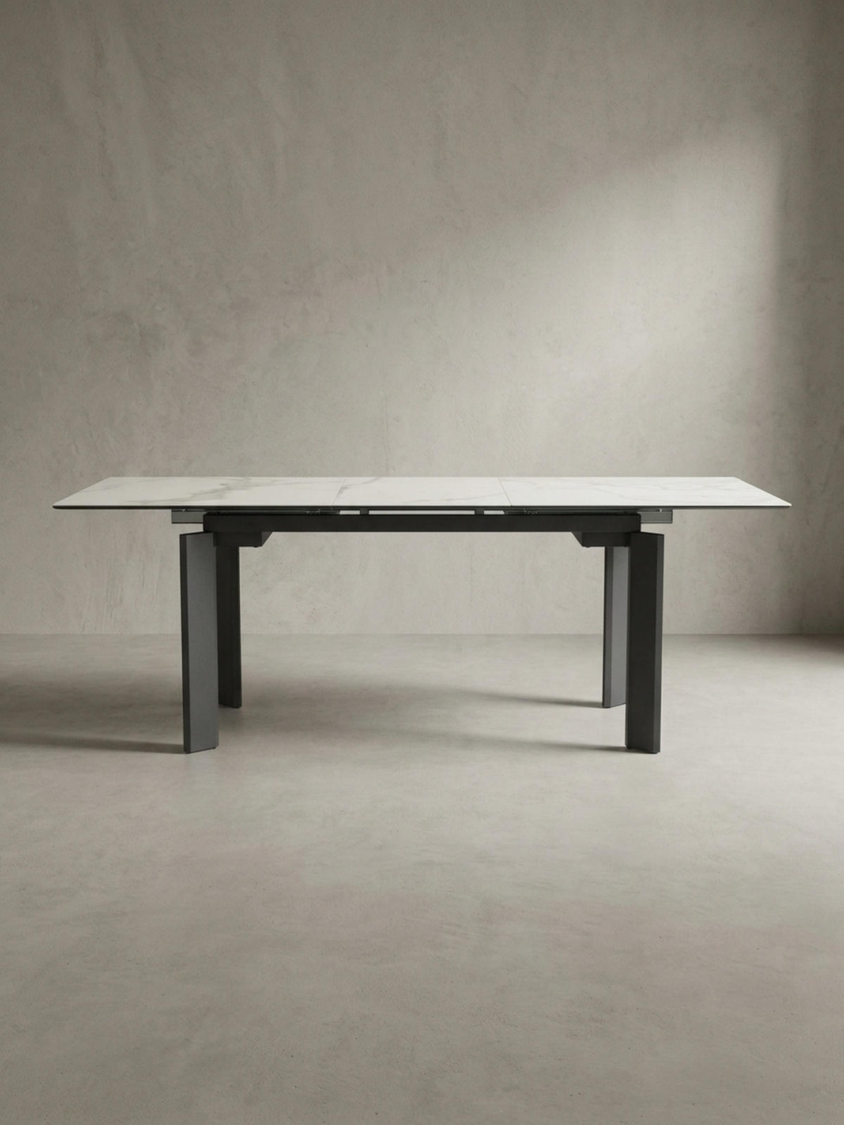 ESSTISCH Ausziehbar Keramik Glas Marmoroptik 180-240 MALTA, Weiß-Schwarz 180x95x77 cm - Schwarz/Weiß, Glas/Metall (95/180/77cm) - KADIMA DESIGN