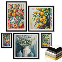 WANDBILDER 5er-Set - 50x50 cm & 20x30 cm & 40x60 cm Schwarzer Rahmen - Amalfi-Zitronen und -Orangen - Schwarz, Kunststoff (40/60cm) - ArtPrintCave