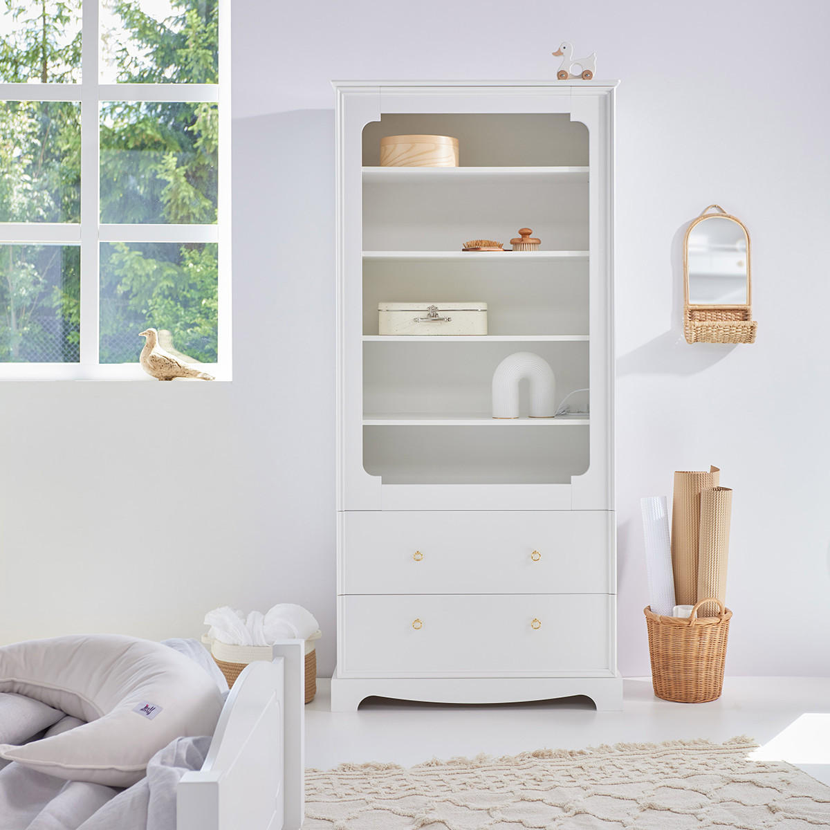 REGÁL NA KNIHY Royal Biela - biela, kompozitné drevo (90/195/43cm) - Petits-meubles