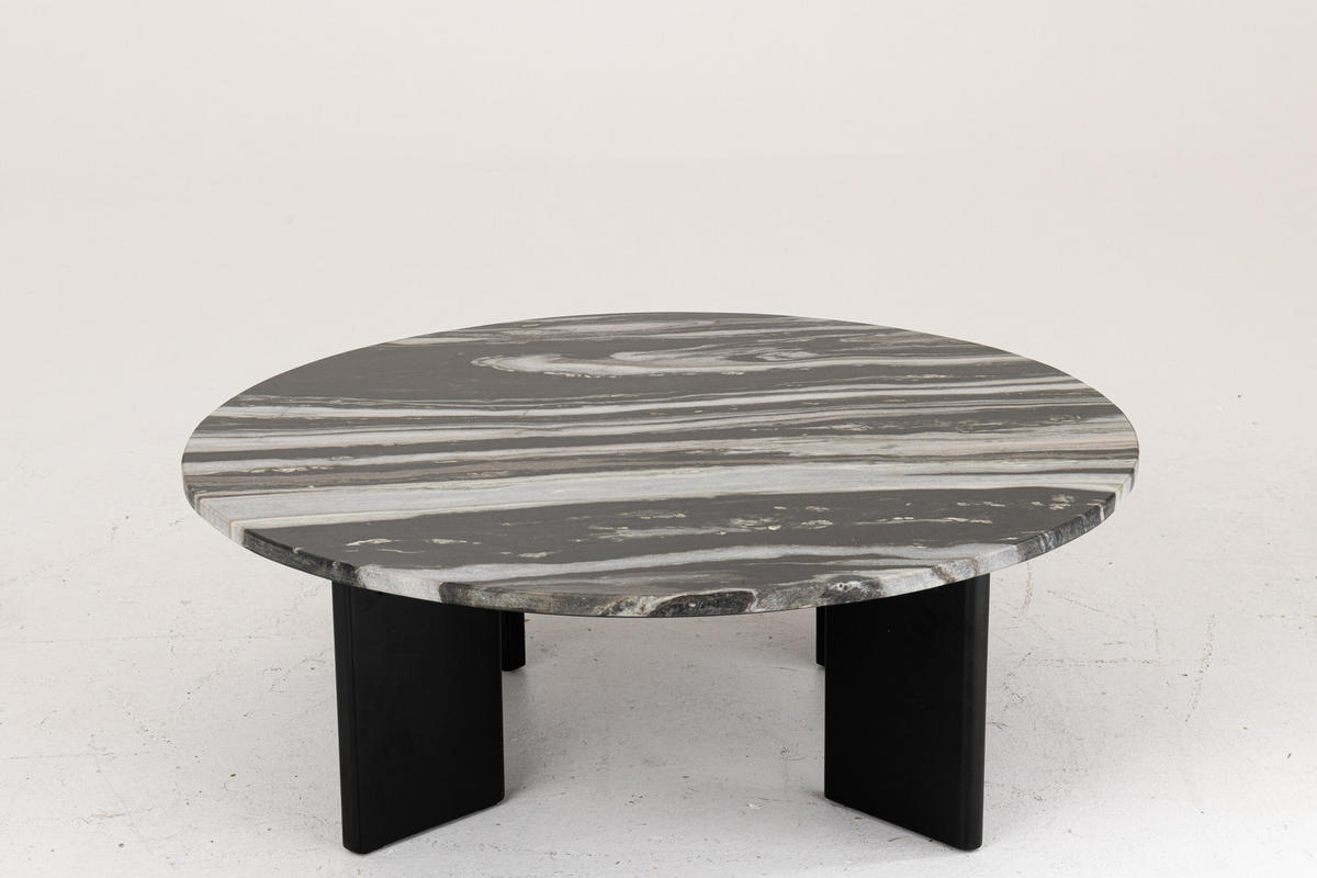 COUCHTISCH MATHILDE MARMOR Schwarz - Schwarz/Weiß, Stein (90/90/30cm) - J-Line