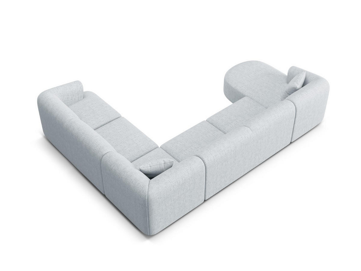 MODULARES-PANORAMASOFA rechts Campi aus strukturiertem Stoff hellgrau 7 Sitzplätze - Hellgrau, Textil (255/70/330cm) - Cosmopolitan Design