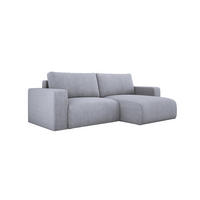 ECKSOFA Carl L-förmig Schlaffunktion und Bettkasten weicher Cordstoff flexibel stellbar lose Rückenkissen freistehend RECHTS 247x143x83cm Silver - Silberfarben, Holz/Textil (247/143cm) - DomoHome