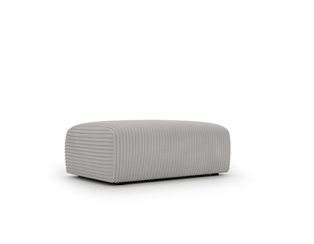 POLSTERHOCKER - Cord - Hellgrau/Schwarz, Kunststoff/Textil (110/40/72cm) - home24