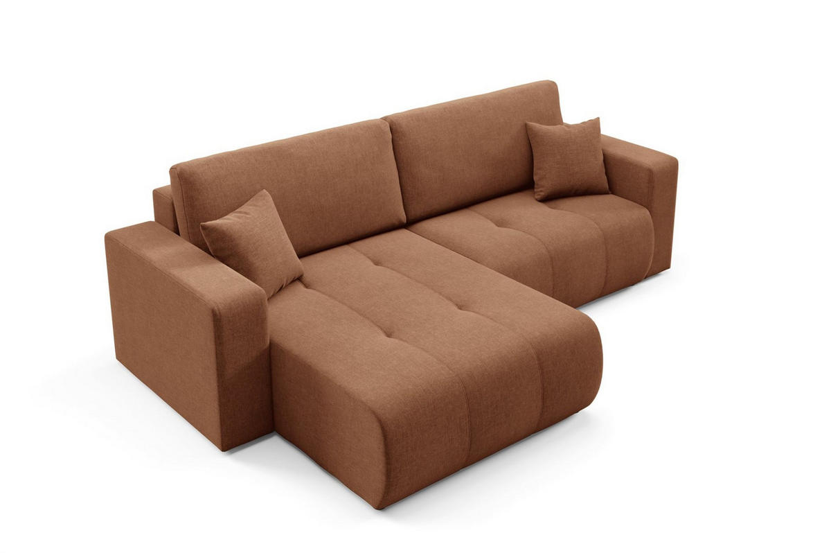 ECKSOFA Augusto - Kupferfarben, Holzwerkstoff/Textil (244/149cm) - Fun Möbel
