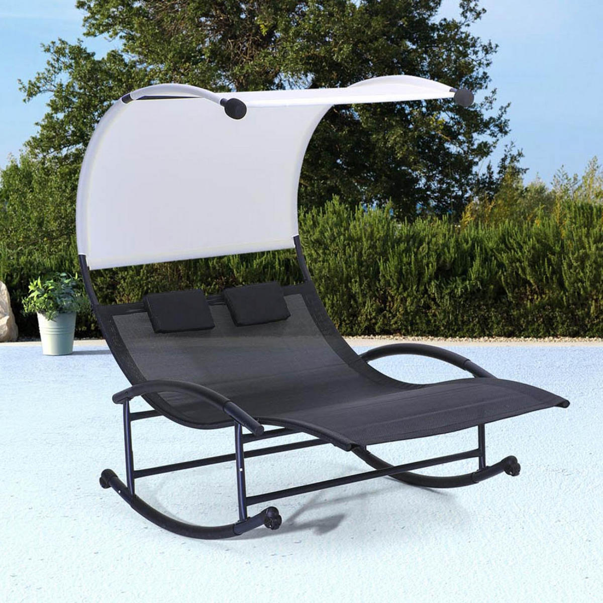 LIEGESTUHL Essaouira Ecru aus Stahl Zeitgenössisch - Beige, Metall (200/178/140cm) - Concept Usine