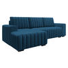 ECKSOFA Hugo, Seite: Links - Blau/Dunkelbraun, Holz/Textil (240/140cm)