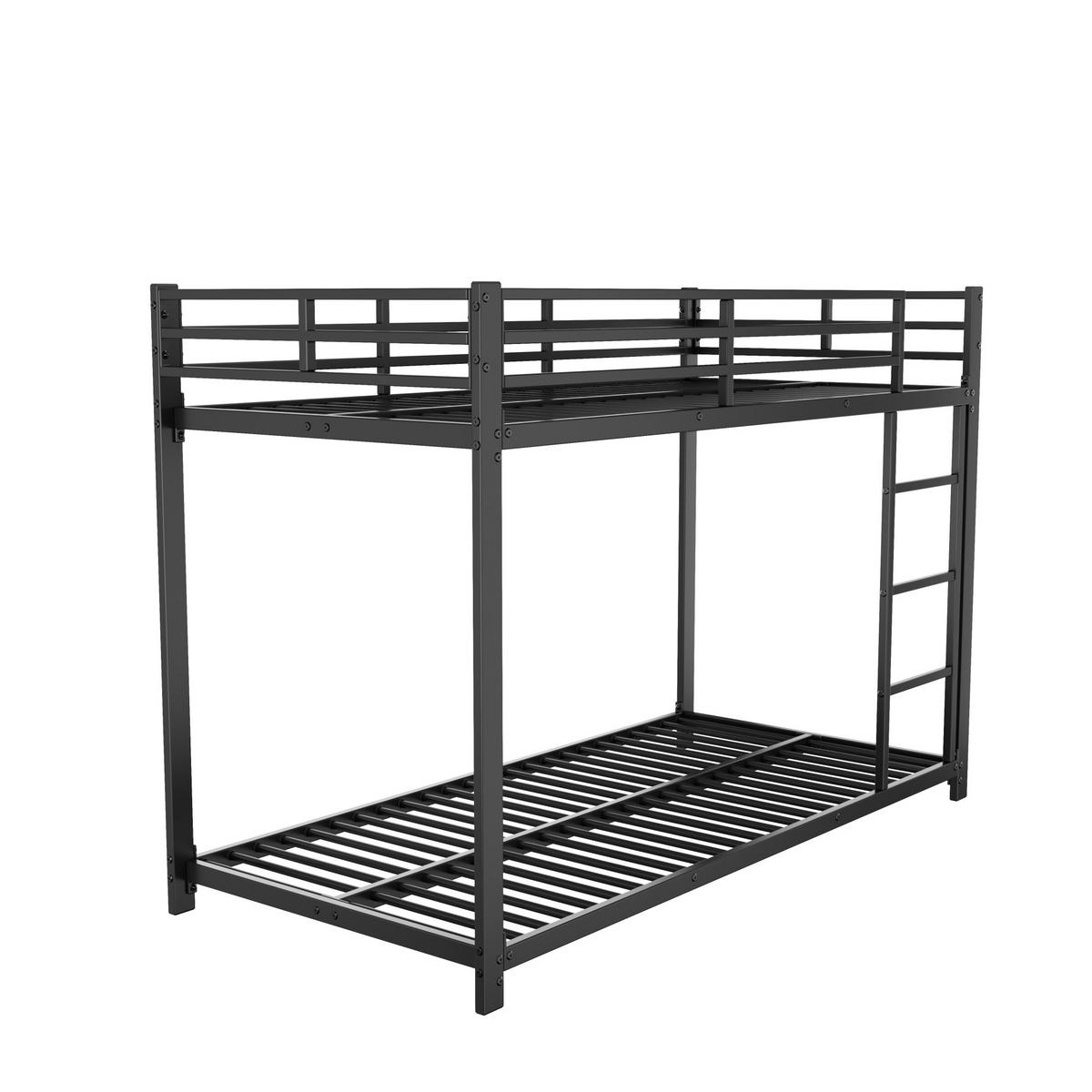 ETAGENBETT 90/200 cm Schwarz Metall mit stabiler Struktur - Schwarz, Metall (90/200cm) - OKWISH