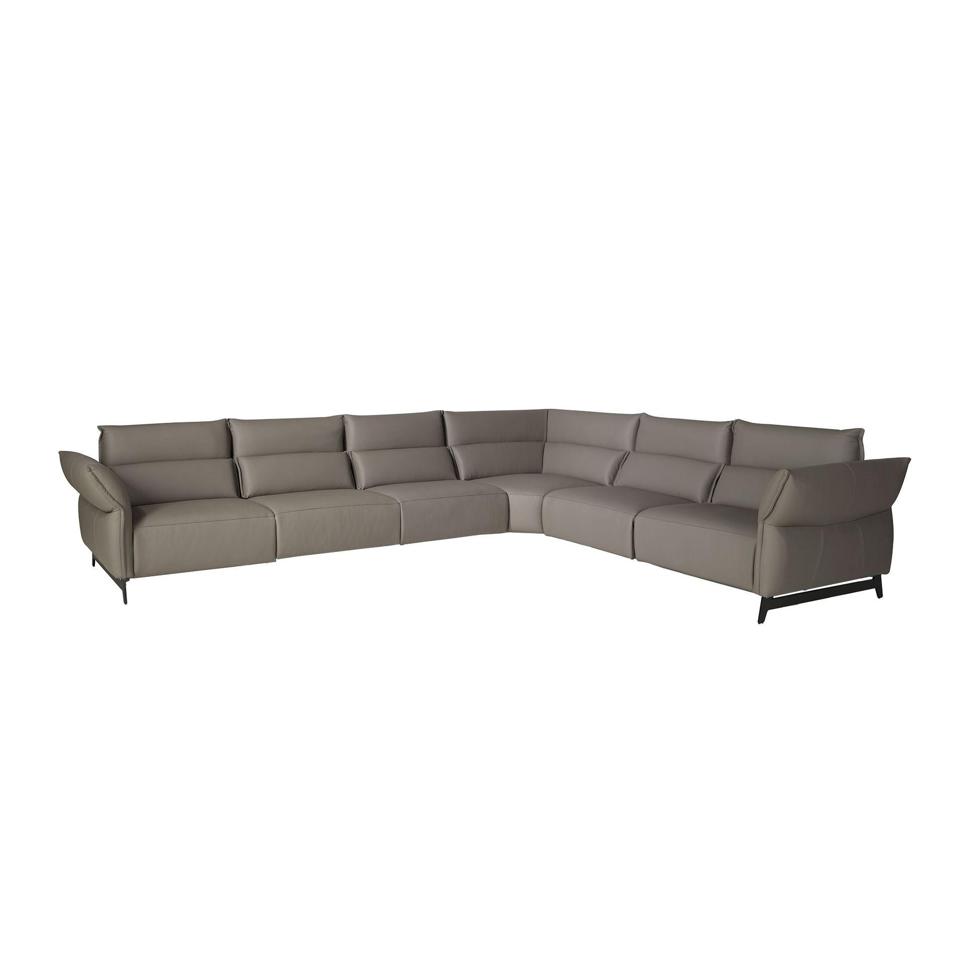 ECKSOFA Dunkelgraues modulares Relax-Ecksofa aus Leder 370/295/93 cm - Dunkelgrau/Schwarz, Leder/Metall (370/295cm) - ANGEL CERDA