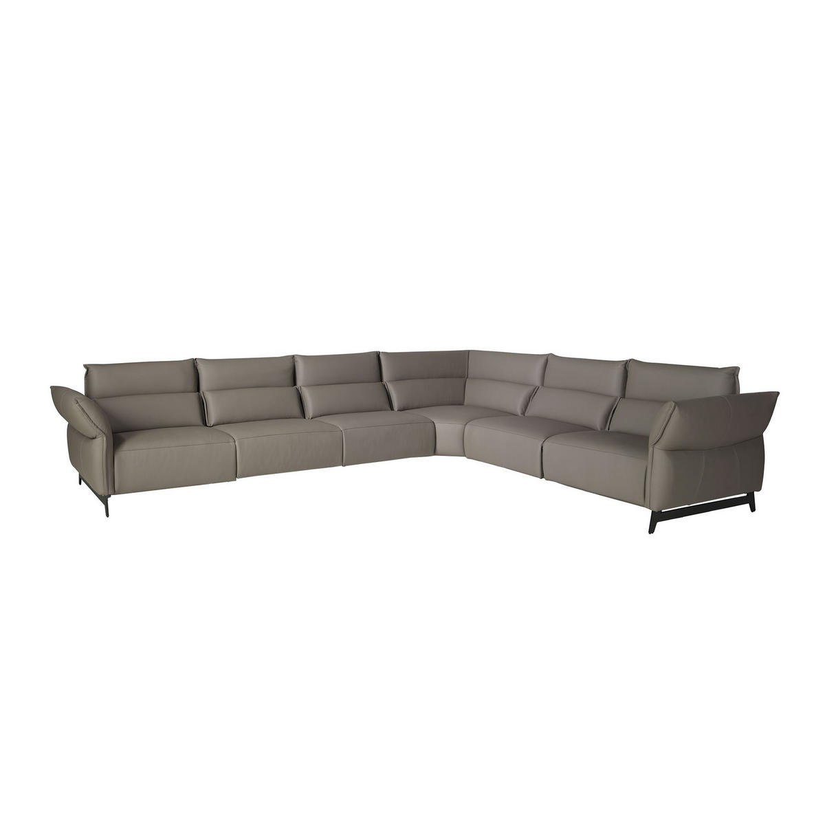 ECKSOFA Dunkelgraues modulares Relax-Ecksofa aus Leder 370/295/93 cm - Dunkelgrau/Schwarz, Leder/Metall (370/295cm) - ANGEL CERDA