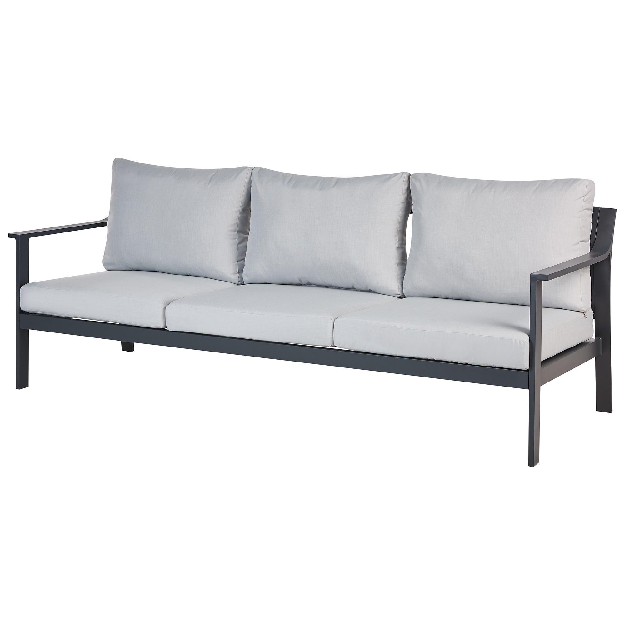 GARTENSOFA 3-Sitzer Grau Kiato - Hellgrau, Metall (225/77/80cm) - Beliani