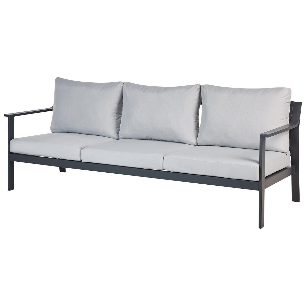 GARTENSOFA 3-Sitzer Grau Kiato - Hellgrau, Metall (225/77/80cm) - Beliani