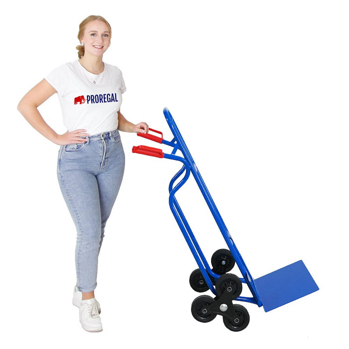 TREPPENSTEIGER Sackkarre Ragnar mit XXL klappbarer Schaufel 117x60x60cm Tragkraft 250kg 3 Blau - Blau, Metall (60/60/117cm) - PROREGAL