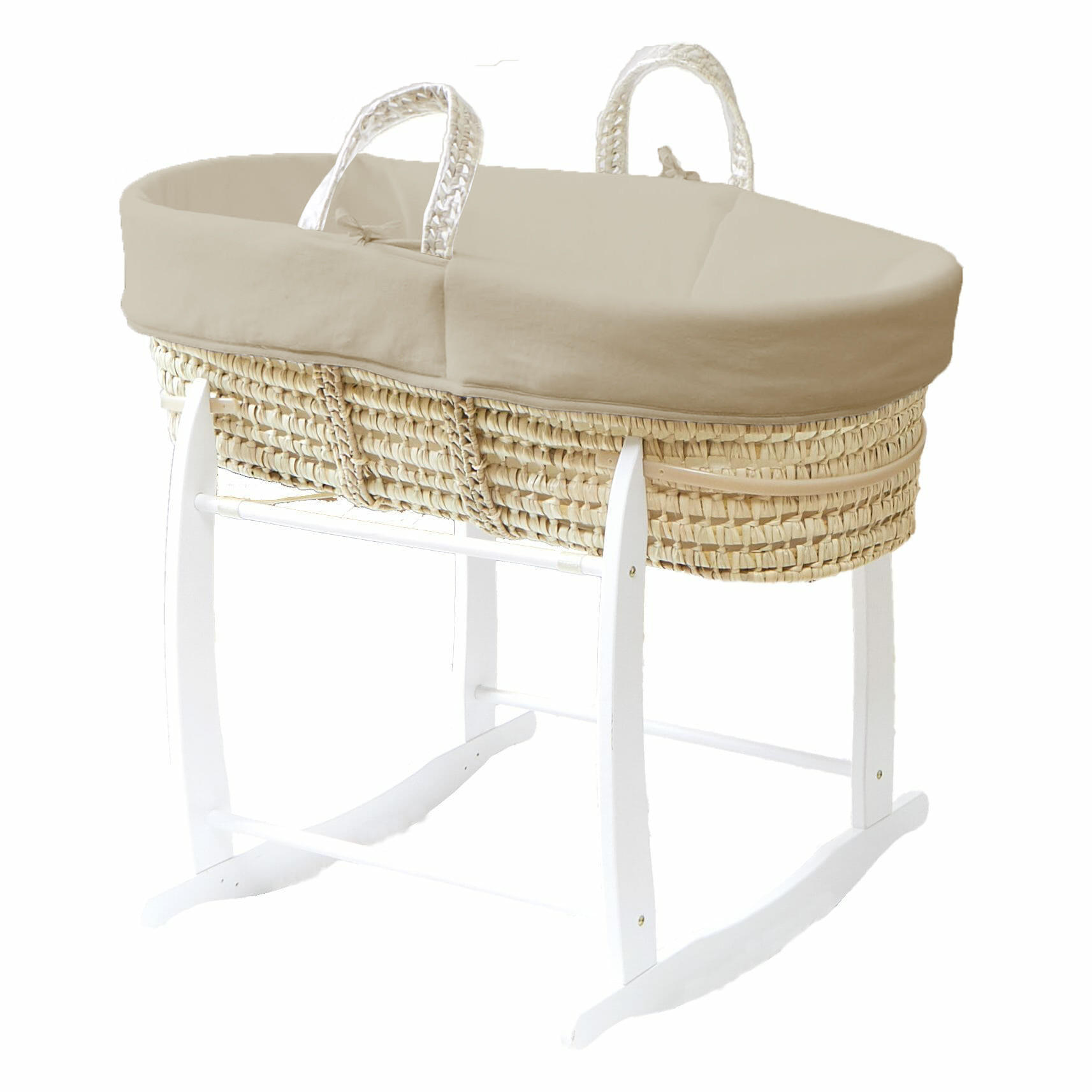 BABYTRAGEKORB mit weißem Gestell braun - Haselnussfarben, Naturmaterialien (29/78cm) - Premiers Moments