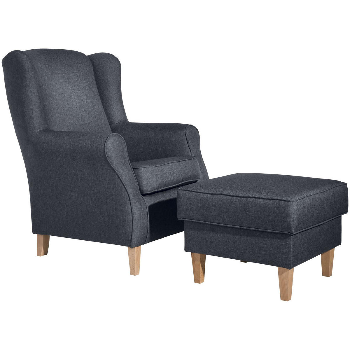 OHRENSESSEL Karlen Bezug Flachgewebe Buche natur / denim - Buchefarben/Blaugrau, Kunststoff (86/103/77cm) - 58aufmkessel