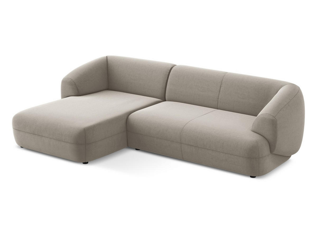 ECKSOFA Links Samt Stoff Grau - Taupe/Schwarz, Kunststoff/Textil (156/280cm) - Makamii