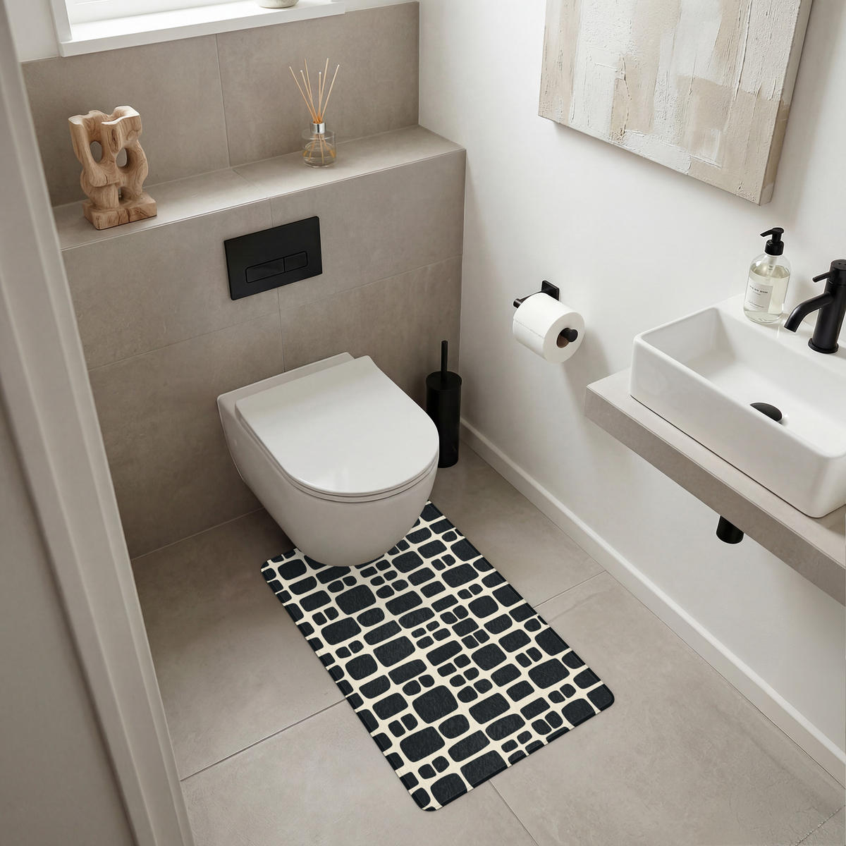 WC PŘEDLOŽKA Moderní - organické - černé 50x80 cm - antracitová, textil/plast (50/1cm) - OnlyWow